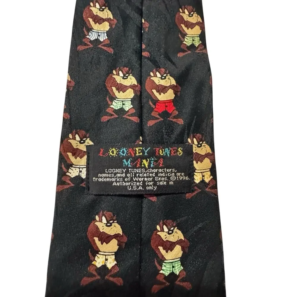Looney Times Mania Taz In Boxer Shorts Cartoon Vintage Necktie 100% Polyester